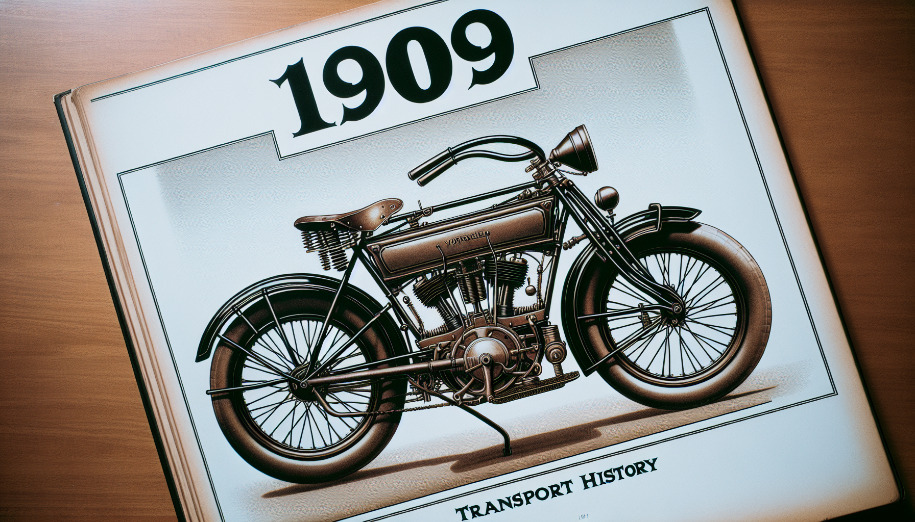 1909 Harley-Davidson V-Twin — Vintage Transport History Art Print – Digital Download
