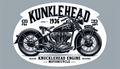 Harley-Davidson 1936 Knucklehead – Black & White Badge Motorcycle Art Print