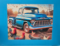 Vintage Chevy Truck & Roosters — Americana Framed Print