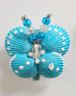 Turquois Shell Butterfly Fridge Clip - Handmade Coastal Decor