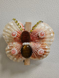 Amber & Driftwood Shell Butterfly — Handmade Seashell Art