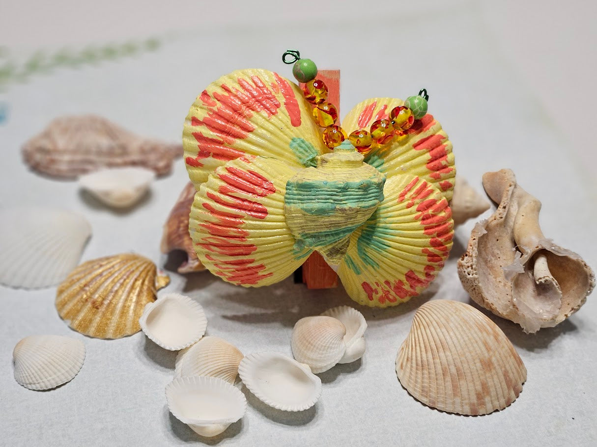 Tropical Sunset Shell Butterfly — Handmade Seashell Art