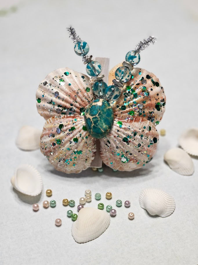 Mermaid Shell Butterfly — Handmade Seashell Art