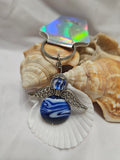 Angel Keyring – Blue & White Swirl Glass Beads