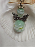 Angel Keyring – Mint Green Floral Glass Beads