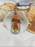 Angel Keyring – Glass Floral Teardrop & Orange Bead