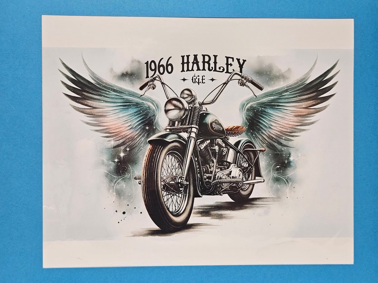 1966 Harley with Angel Wings — Motorcycle Framed Print