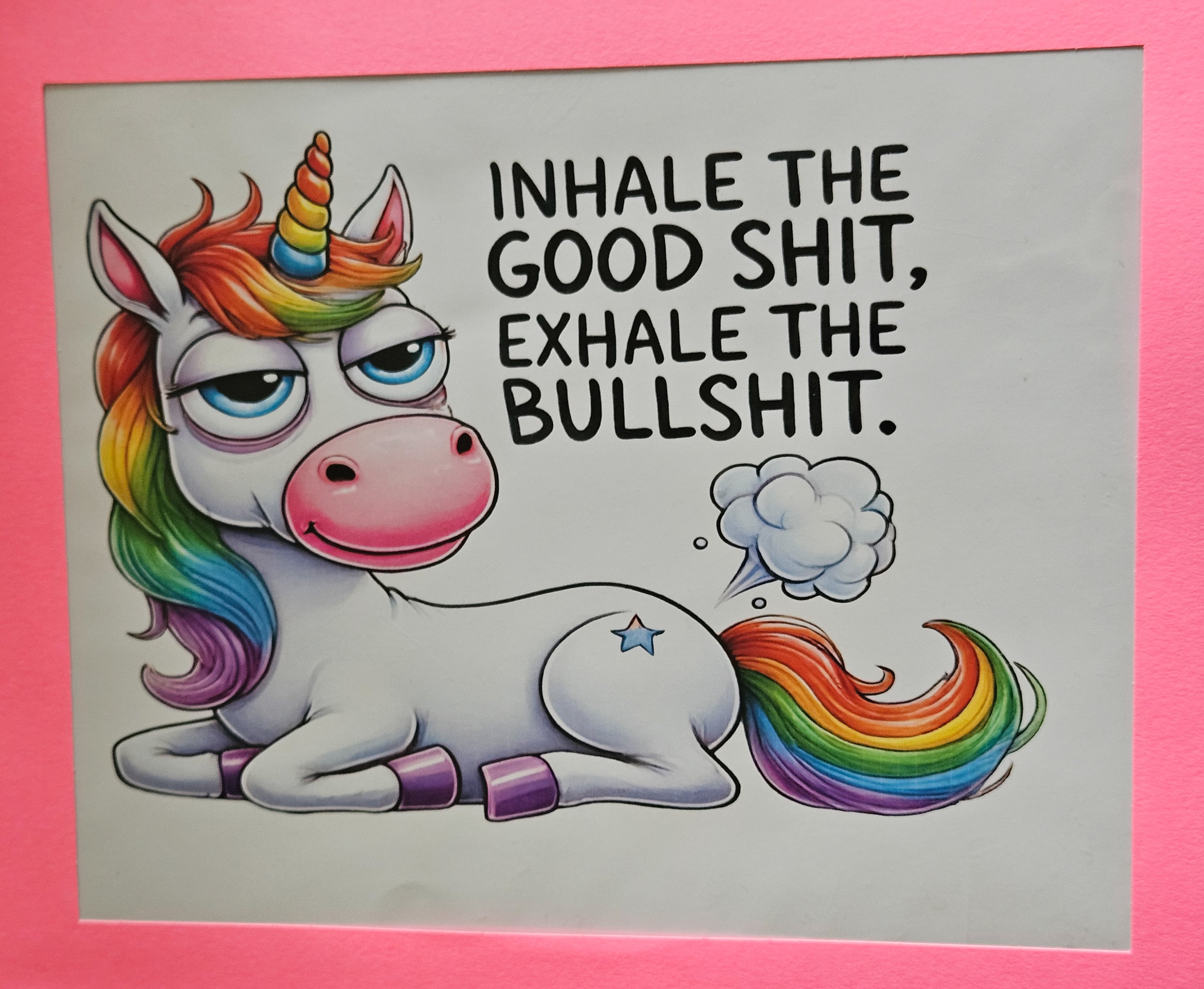 Grumpy Rainbow Unicorn — Funny Quote Framed Print