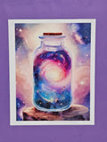 Galaxy in a Jar — Watercolor Cosmic Art Print 11x14
