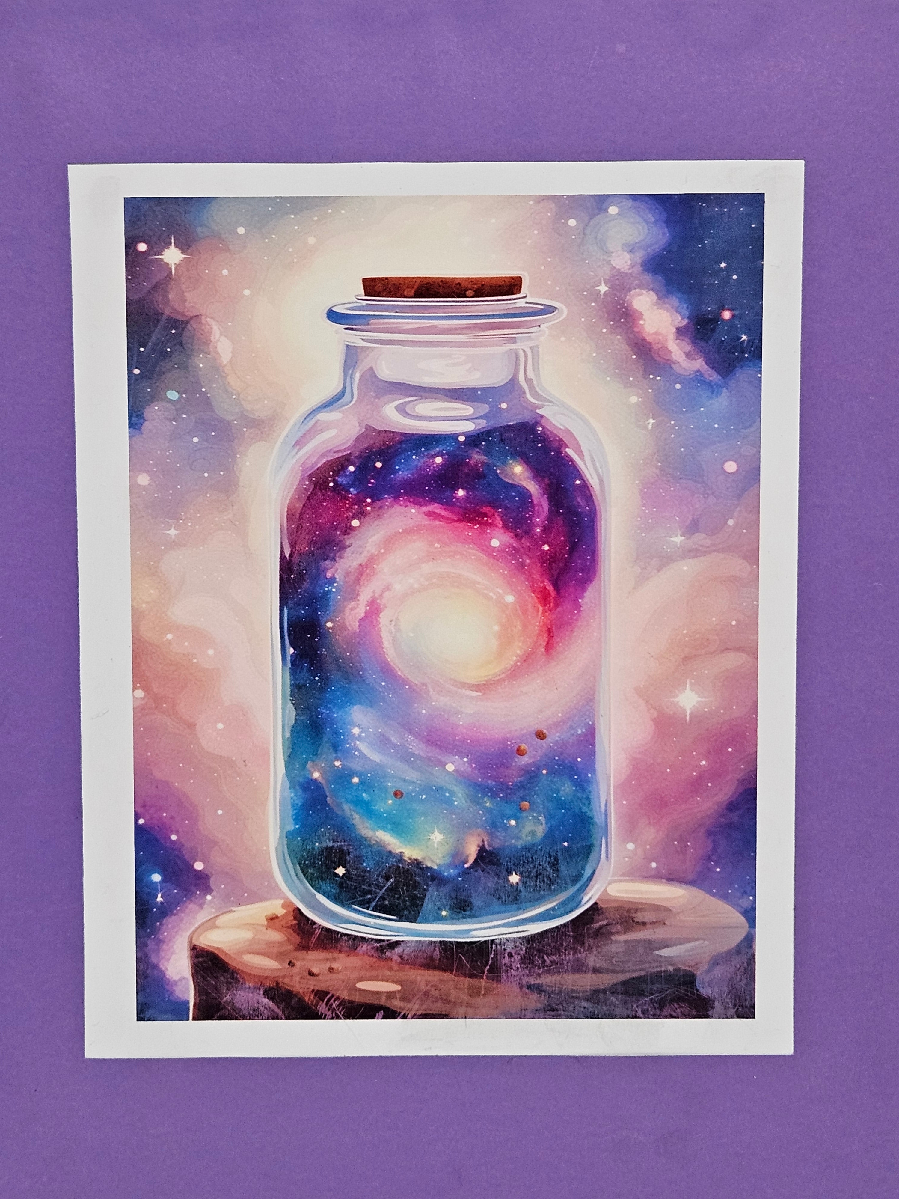 Galaxy in a Jar — Watercolor Cosmic Art Print 11x14