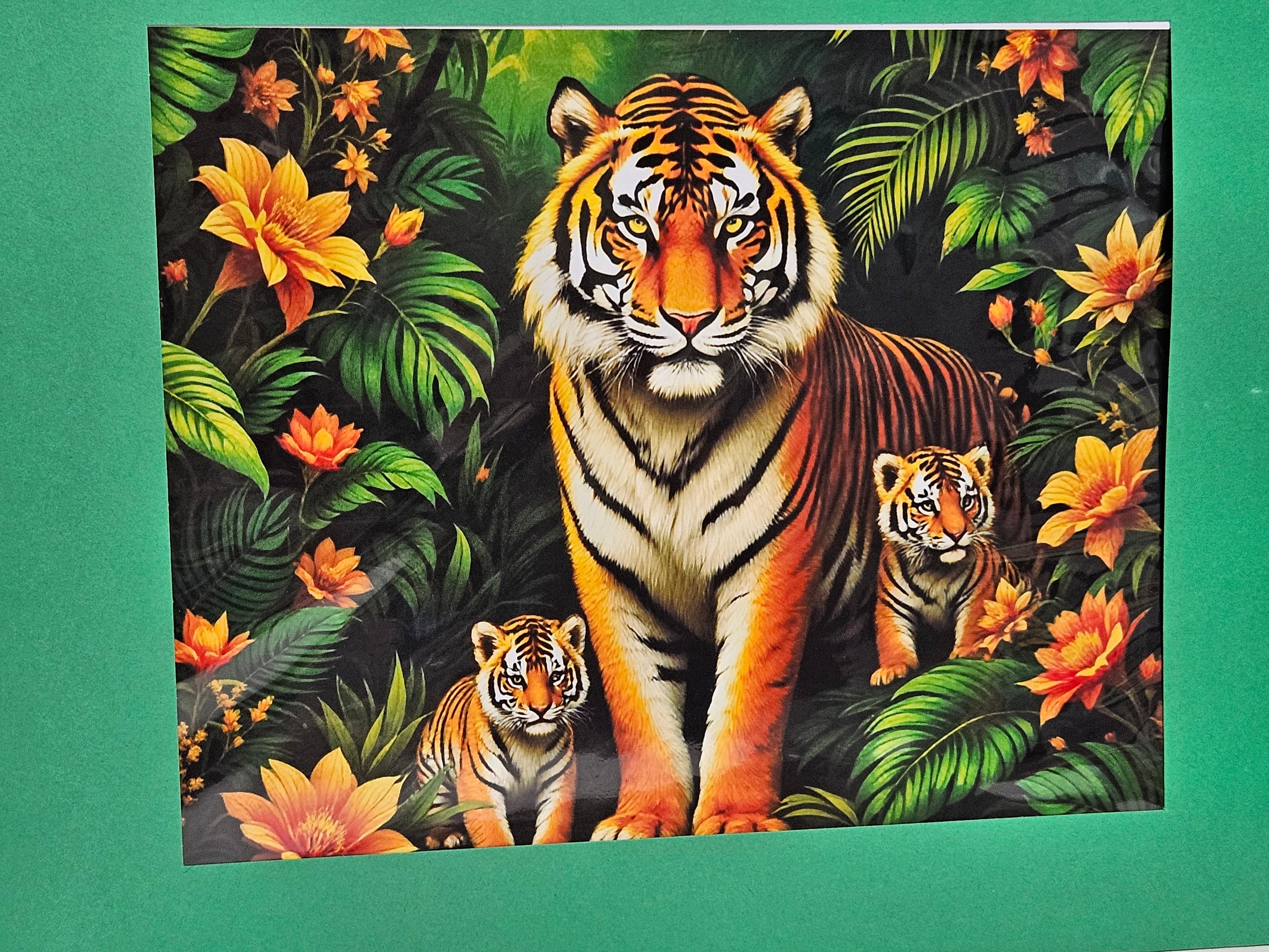 Tiger & Cubs — Tropical Jungle Framed Print 11x14