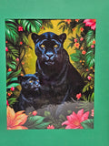 Black Panther & Cub — Tropical Jungle Framed Print 11x14