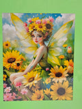 Title: Sunflower Fairy — Floral Meadow Framed Print 11x14
