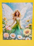 Bright Meadow Fairy - Floral Framed Print  11 x 14