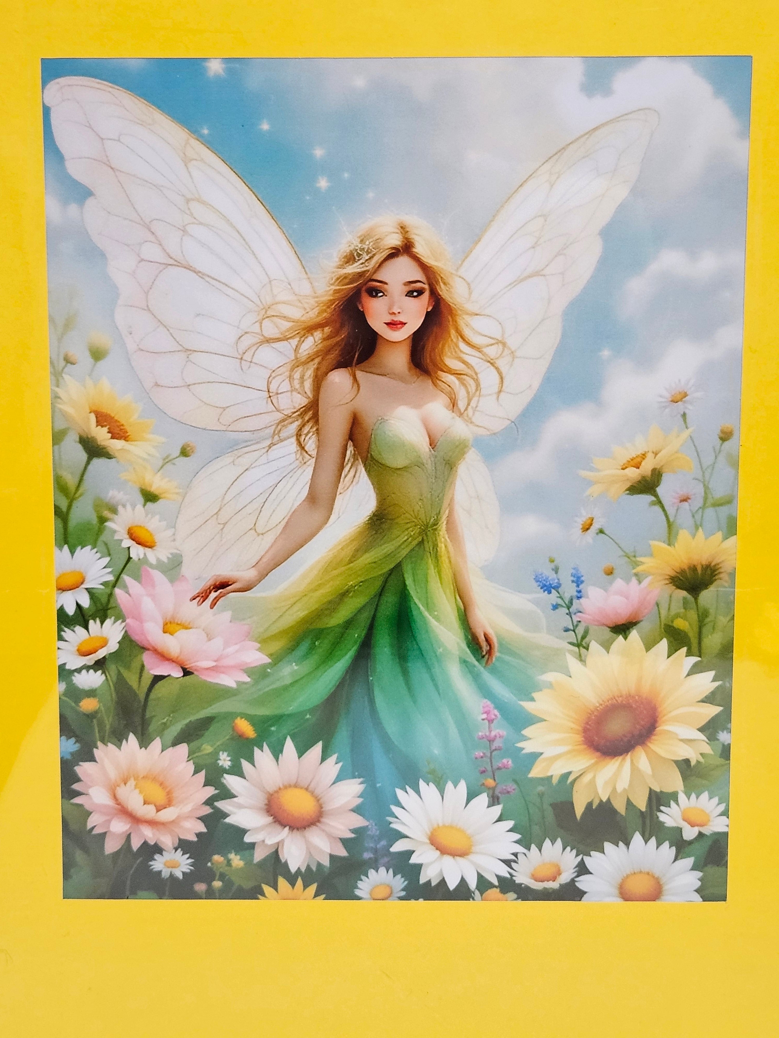 Bright Meadow Fairy - Floral Framed Print  11 x 14