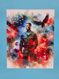 Title: American Soldier — Patriotic Watercolor Framed Print 11x14