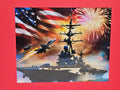 Aircraft Carrier & Jets - Patriotic Watercolor Framed Print 11 x 14