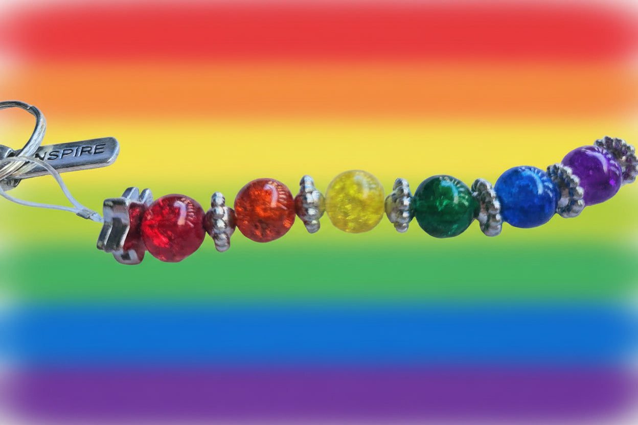 Rainbow Crackle Glass Bead Keyring – Inspire Charm