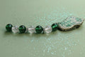 Green Crackle Glass & Natural Stone Keyring