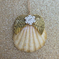 Gold Angel Wings & Snowflake Shell Charm No. 2 — Coastal Rearview Mirror Hanger