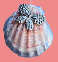 Silver Fleur-de-Lis Shell Charm — Coastal Rearview Mirror Hanger
