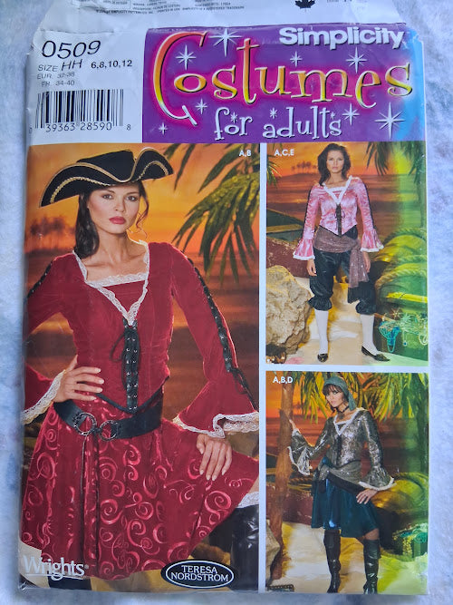 Simplicity 0509 – Adult Pirate Costume Pattern (Sizes 6–12)