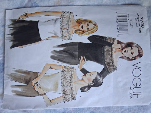 Vogue 7720 – Off‑Shoulder Peasant Blouse Pattern (Sizes 8–12)