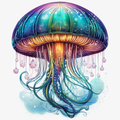 Celestial Bloom — Glowing Jellyfish AI Art Print – Digital Download