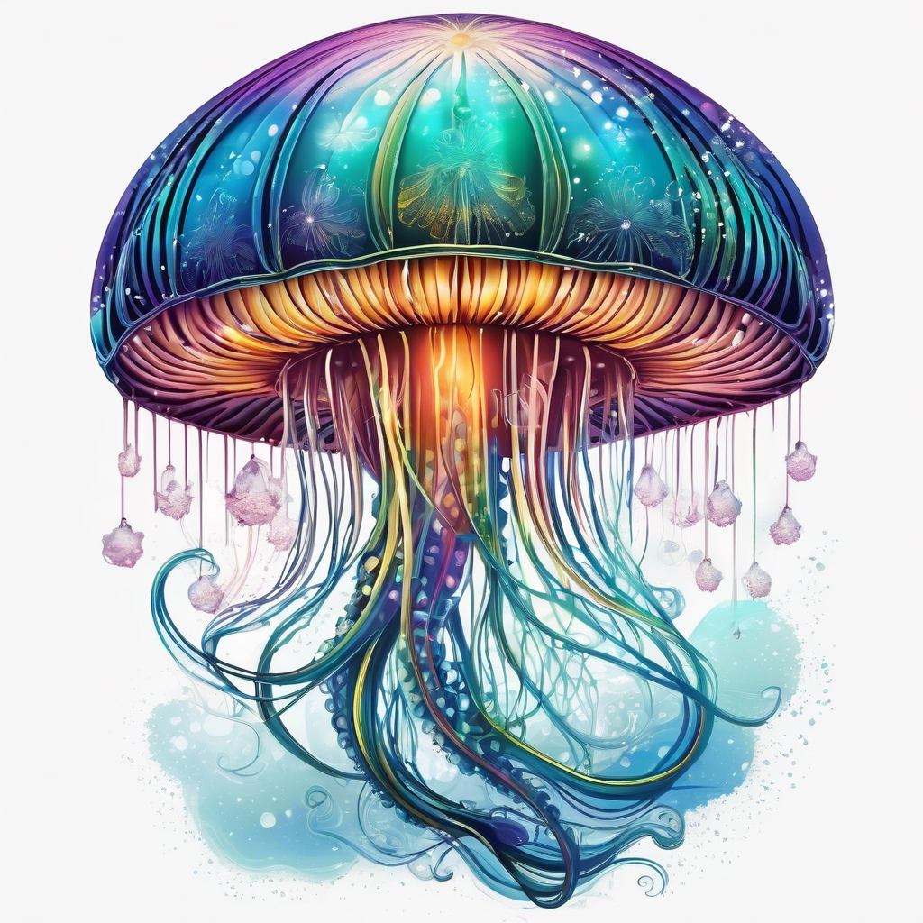 Celestial Bloom — Glowing Jellyfish AI Art Print – Digital Download