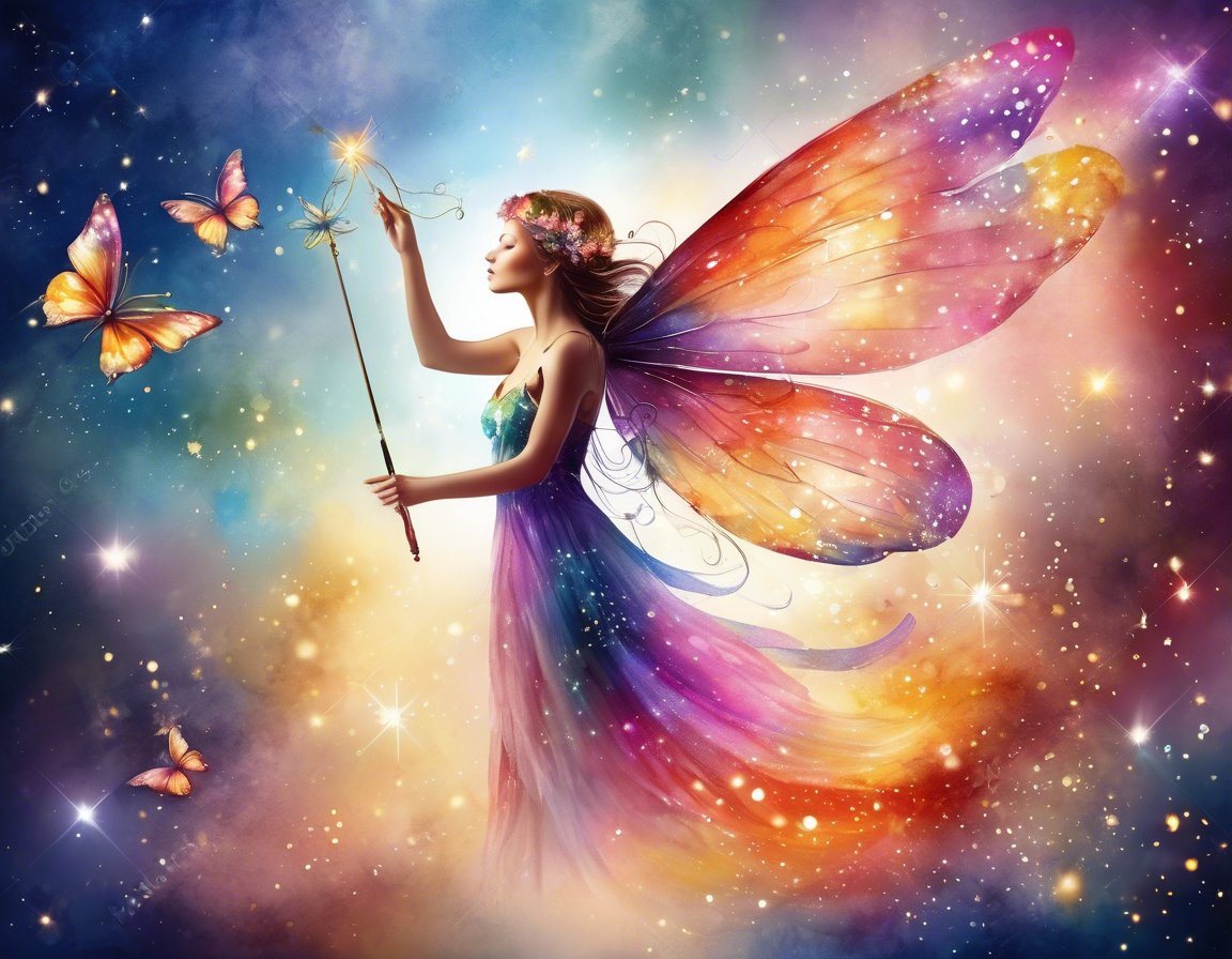 Rainbow Fairy — Cosmic Magic AI Art Print