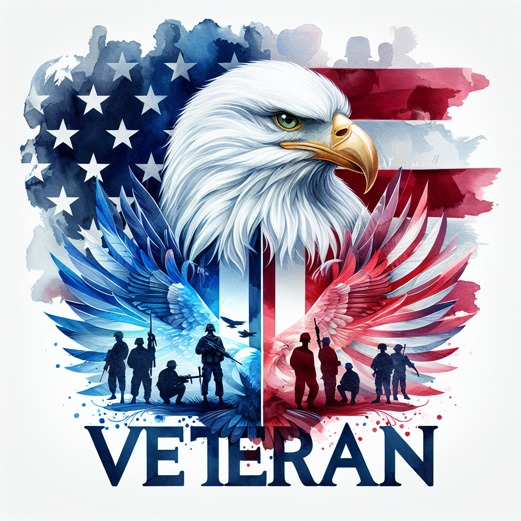 Veteran Print - Beautiful Full Color Bald Eagle Red, White and Blue