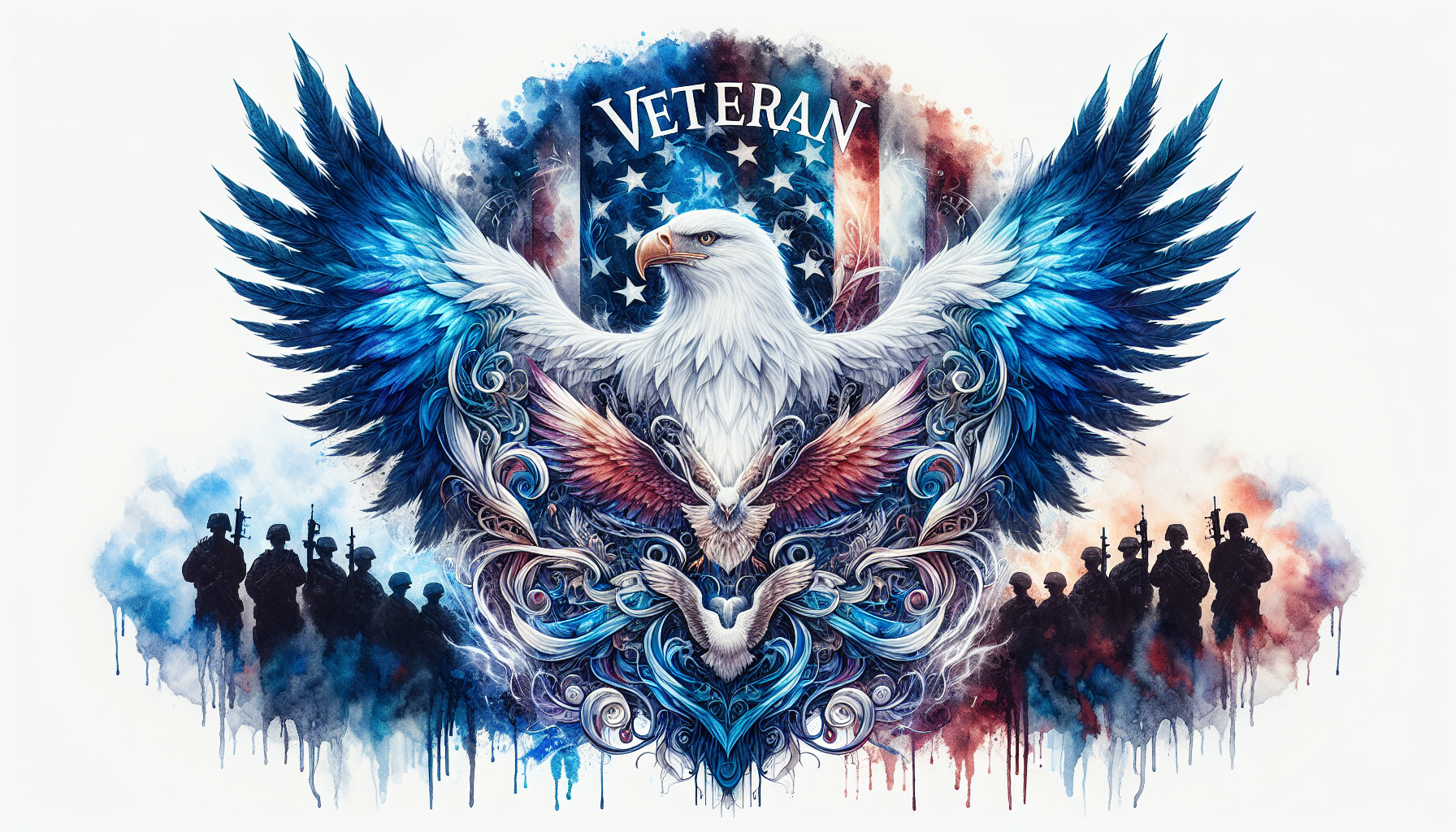 Veteran Print - Detailed Print of 3 American Eagles