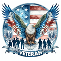 Veteran  Print - American Eagle Red/white/Blue wings with Flag