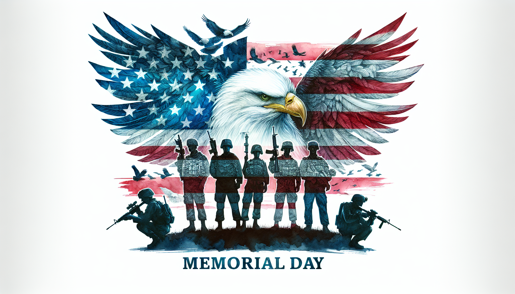 Veteran Print - Red, White and Blue Flag Portrayed in Eagles Wings
