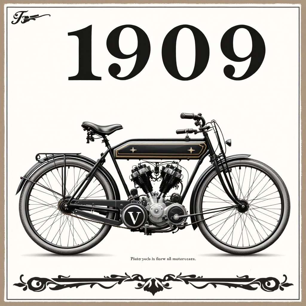1909 Harley-Davidson Motorcycle Art Print – Digital Download