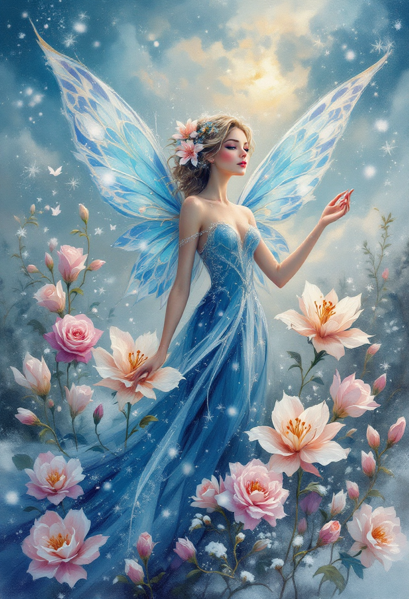 Rose Petal Fairy — AI Art Print