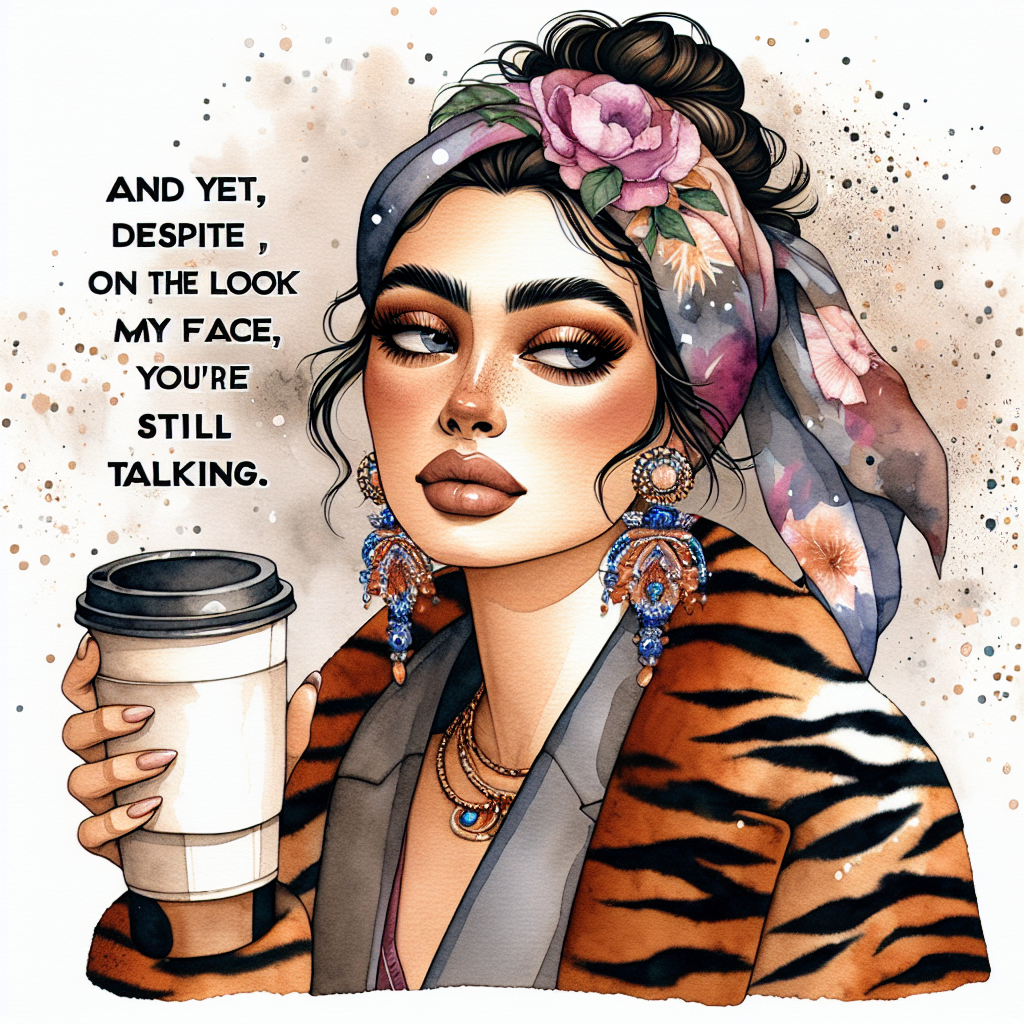 This is a sarcastic, but beautiful print.  Everything you would want to say but shouldnt.