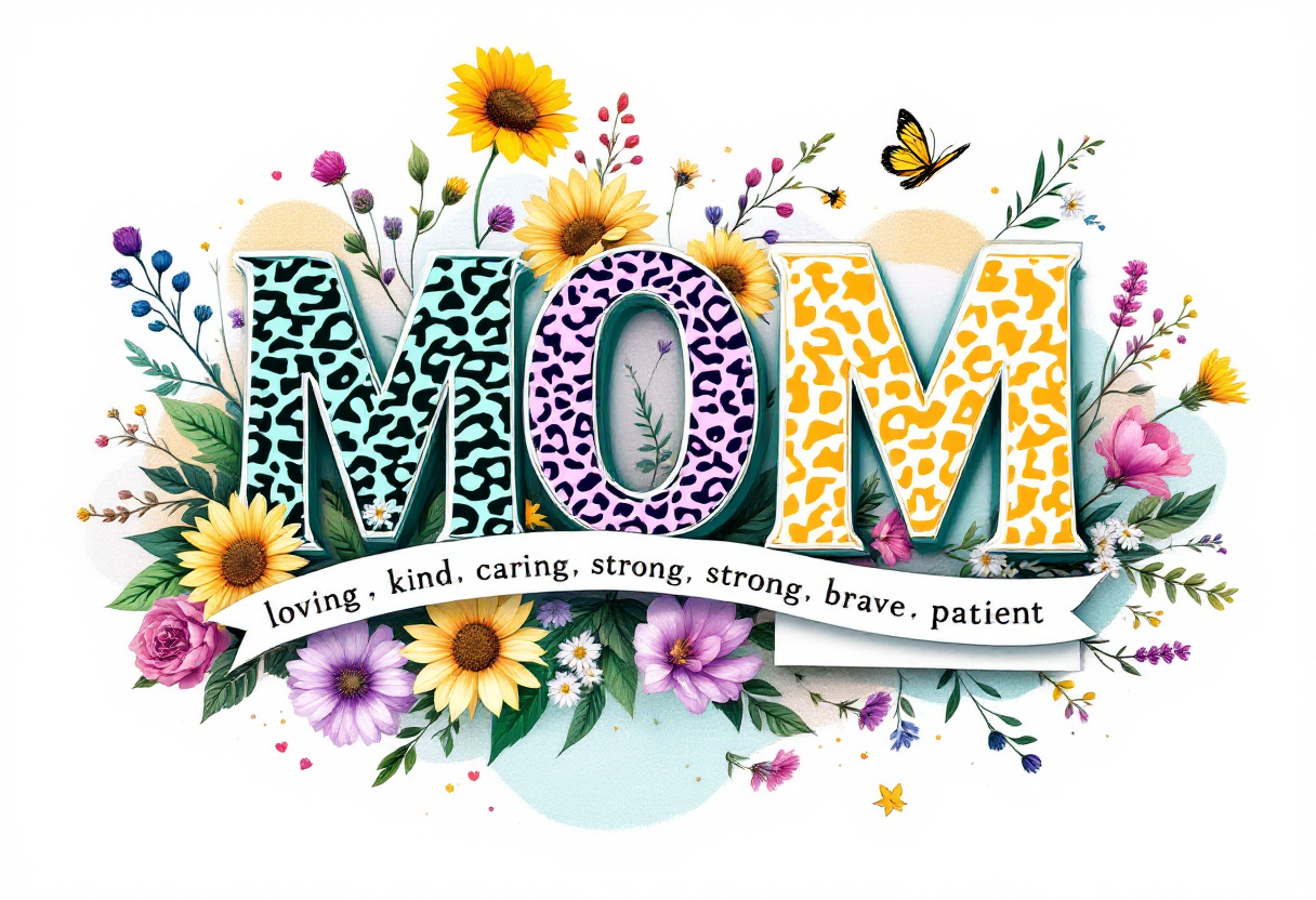 MOM – Leopard Print Wildflower Digital Art Print
