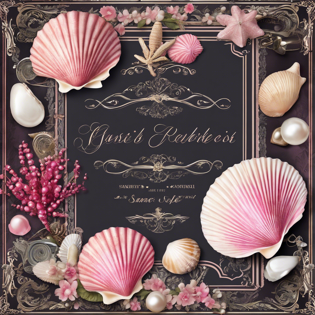 Pink Scallop Shells & Coral Vintage Chalkboard Coastal Digital Print