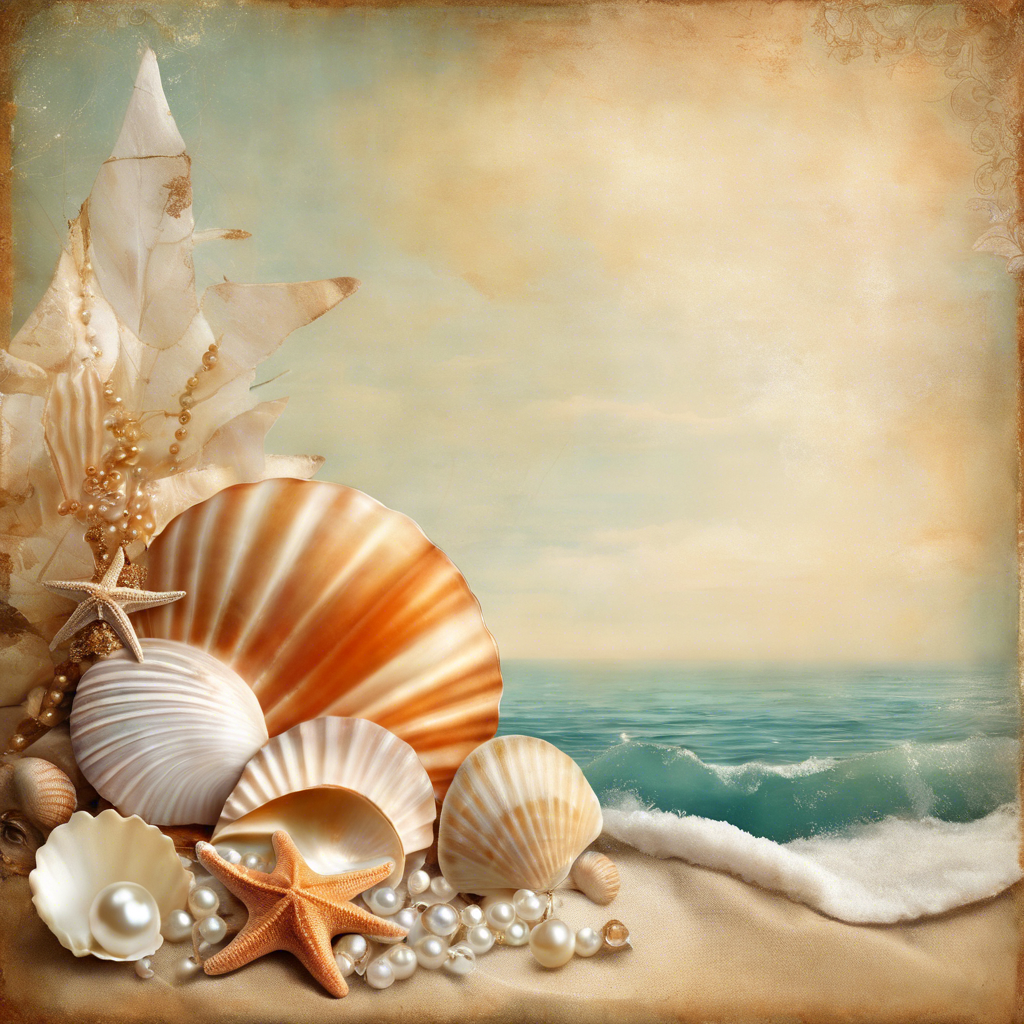 Vintage Seashells & Pearls Coastal Journal Page Digital Print