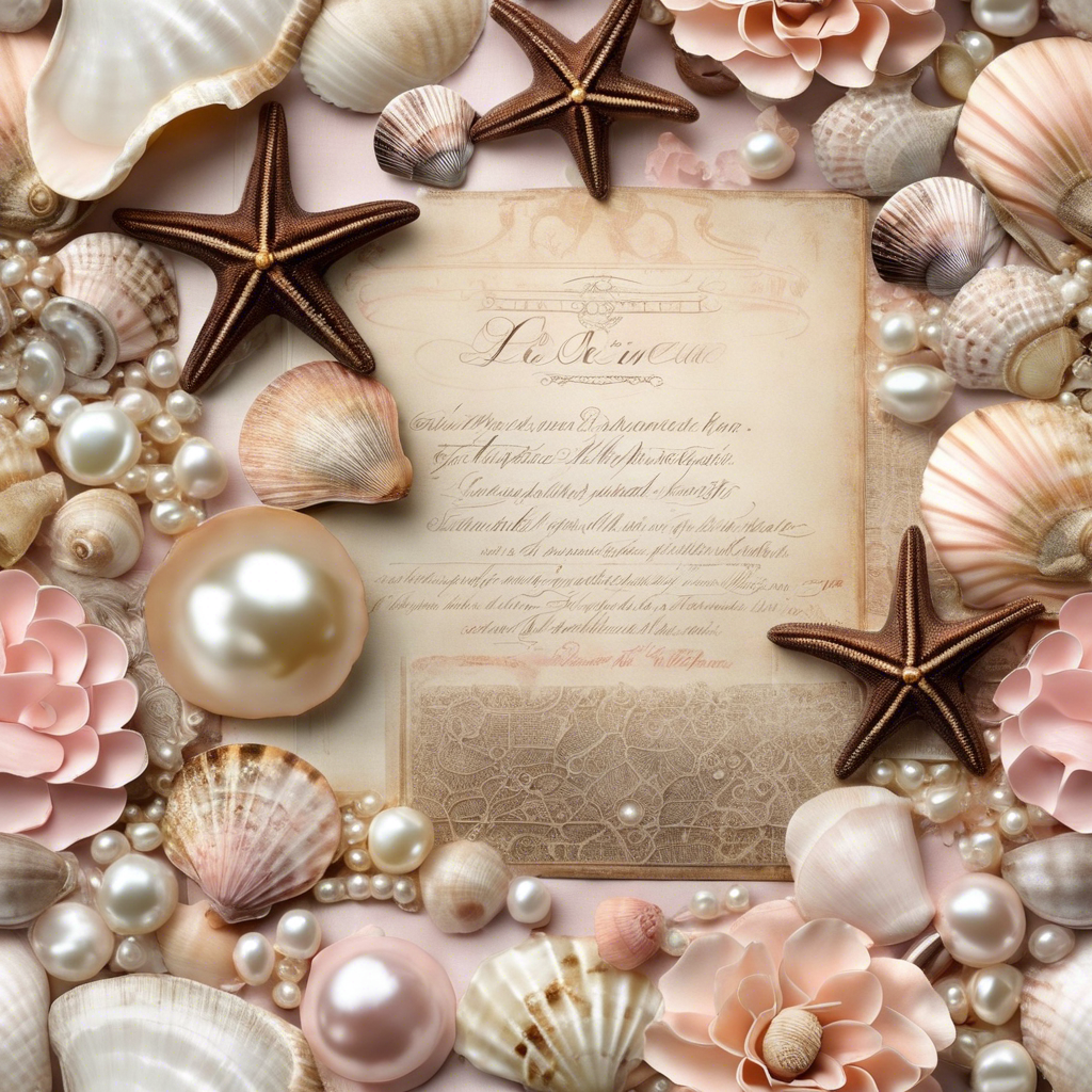 Romantic Seashells Starfish & Pearls Journal Page Digital Print