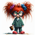 No the Cat Didn't Sleep in My Hair — Red Top Morning Girl AI Art Print – Digital Download