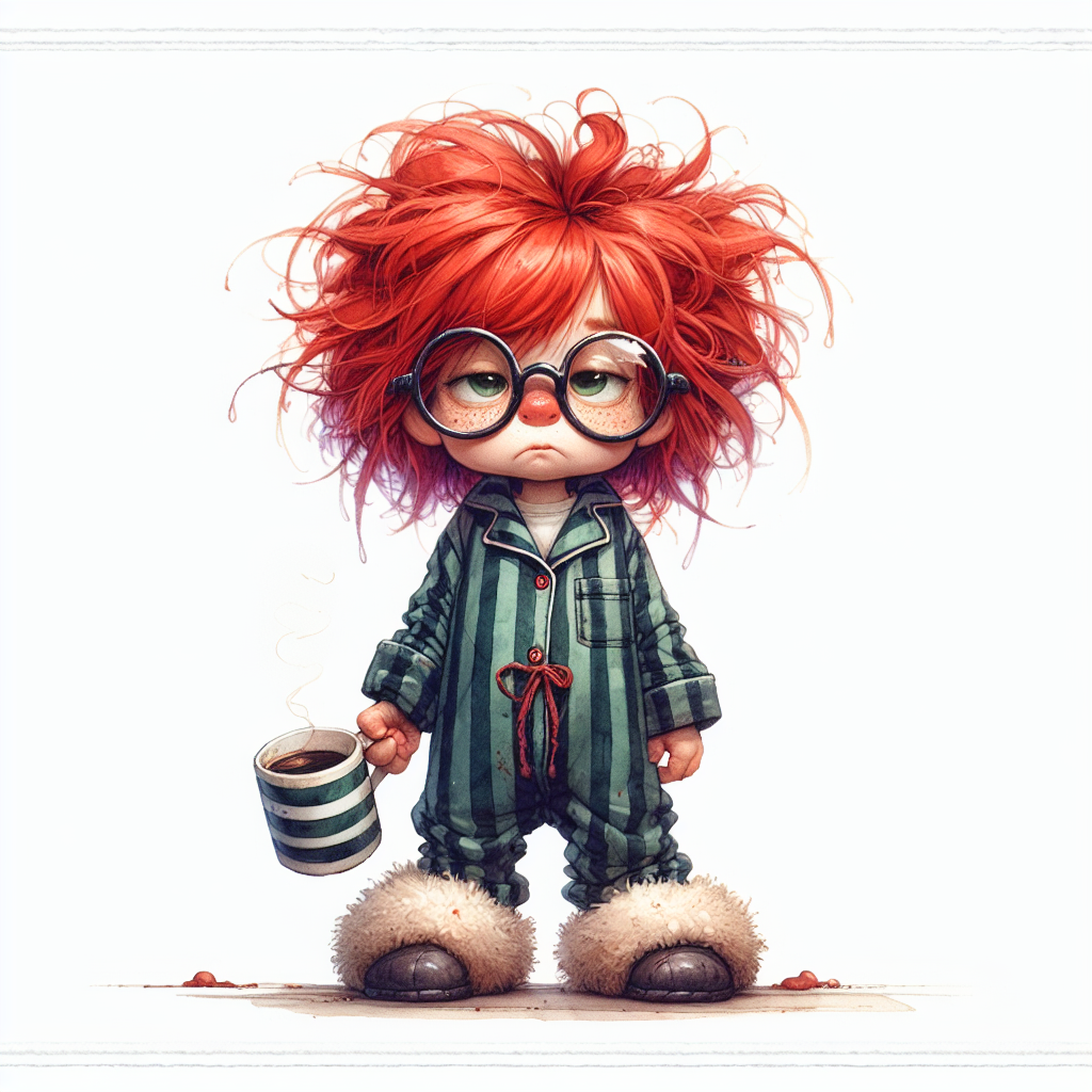 I Am Vertical and That Is Enough — Red Top Morning Girl AI Art Print – Digital Download