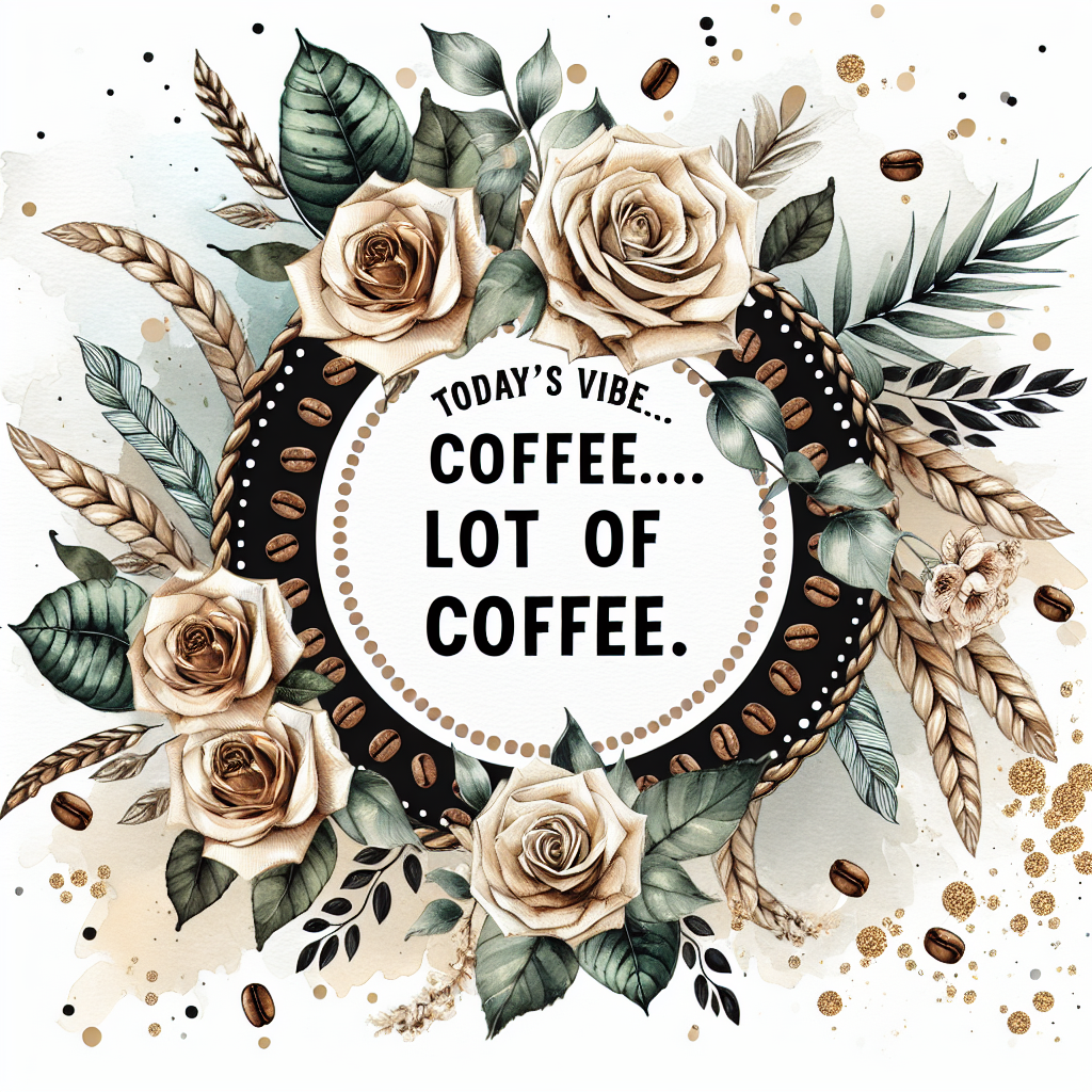 Today's Vibe... Coffee. Lot of Coffee — Botanical Wreath AI Art Print – Digital Download