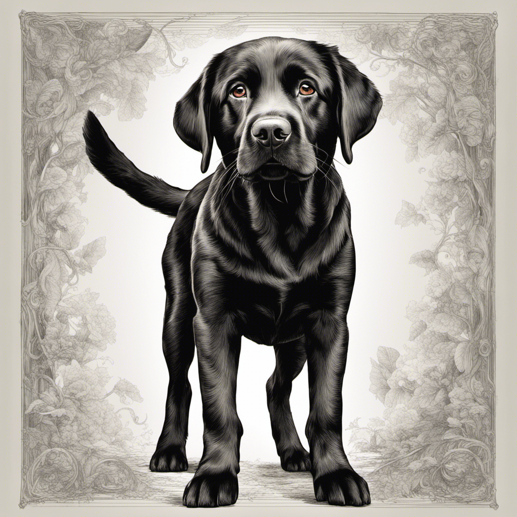Black Labrador - Vintage Lithography Portrait