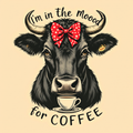 I'm in the Moood for Coffee — Bold Black Cow AI Art Print – Digital Download