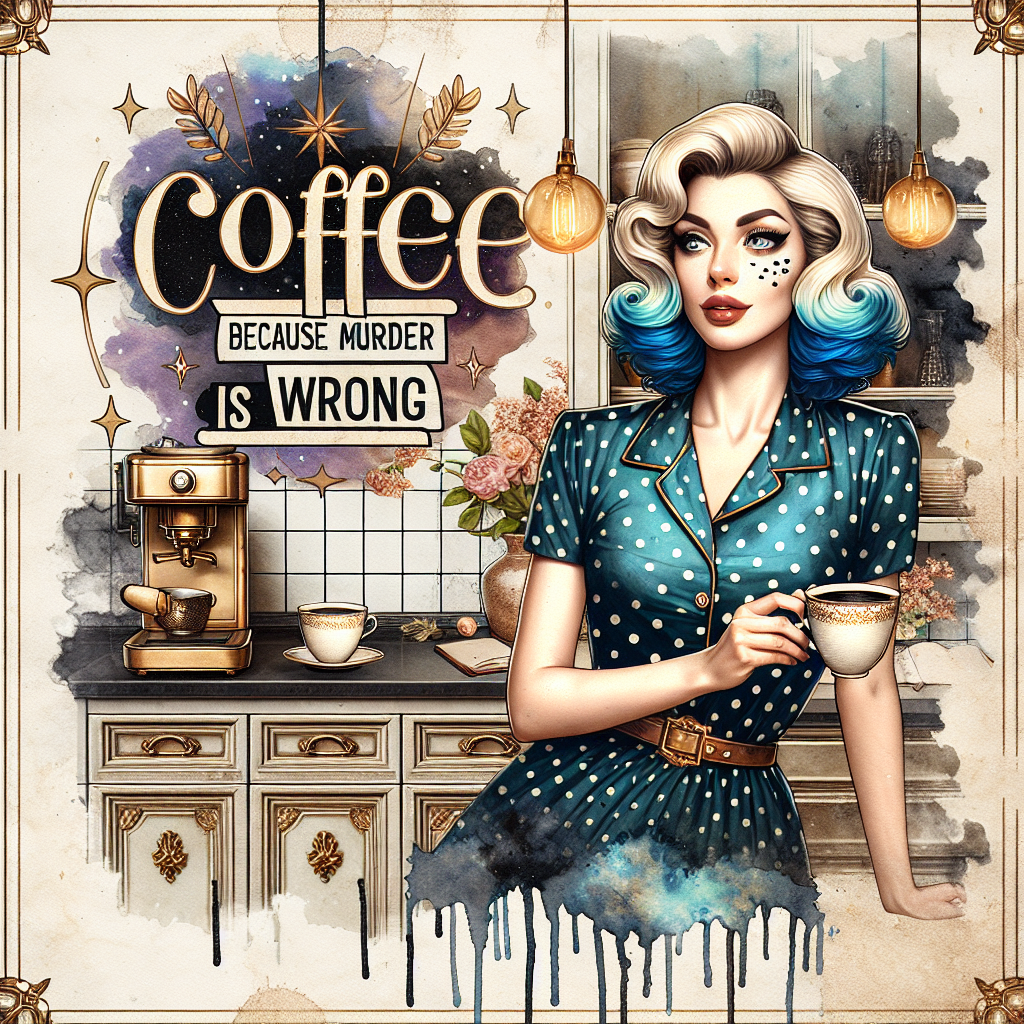 Coffee Because Murder is Wrong No. 2 — Retro Pin-Up AI Art Print – Digital Download