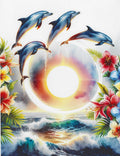 Circle of the Sea — Dolphin & Hibiscus Coastal Print