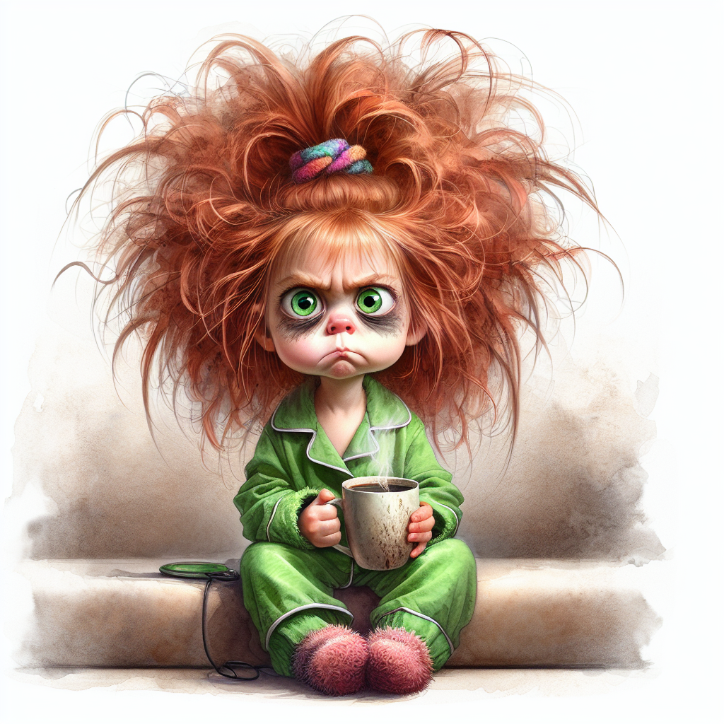 Sorry Out of Sugar and Cover Up — Red Top Morning Girl AI Art Print – Digital Download