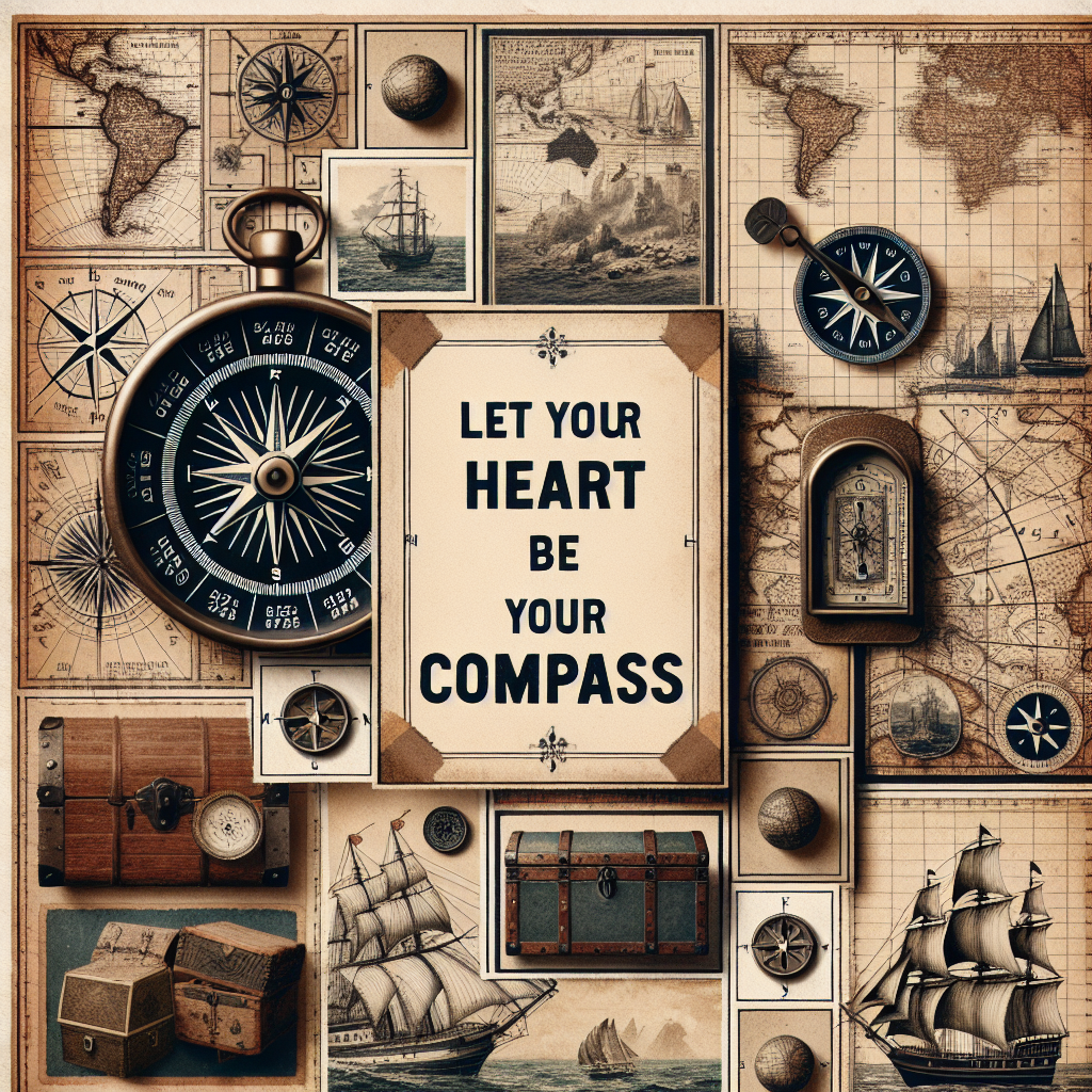 Let Your Heart Be Your Compass Nautical Collage Digital Print